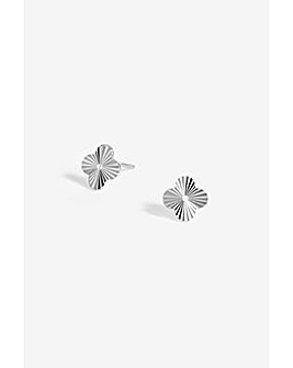 Simply Silver Sterling Silver 925 Diamond Cut Clover stud Earrings