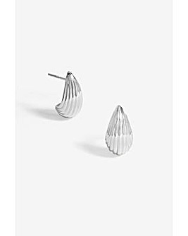 Simply Silver Sterling Silver 925 Polished Ridged Dome Hoop Earrings