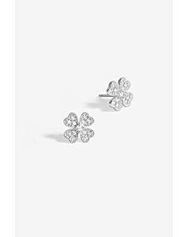 Simply Silver CZ Clover Large Studs