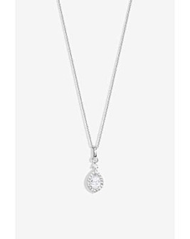 Simply Silver CZ Pear Halo Pendant