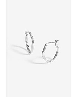 Simply Silver Sterling Silver 925 Polished Molten Hoop Earrings