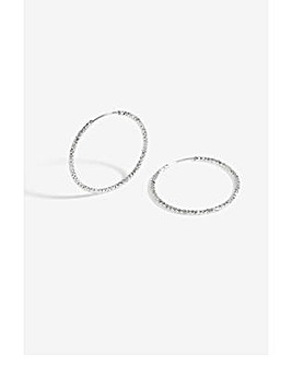 Simply Silver Cut Large Hoops