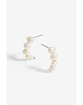 Simply Silver Graduated Pearl Hoops