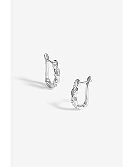 Simply Silver Sterling Silver 925 Polished Cubic Zirconia Plaited Hoop Earrings