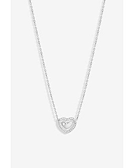 Simply Silver Sterling Silver 925 Cubic Zirconia Heart Halo Pendant