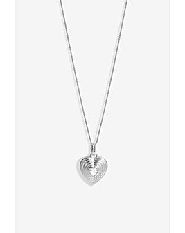 Simply Silver Sterling Silver 925 Ridged Cubic Zirconia Heart Pendant