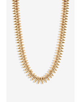 Inicio Gold Plated Polished Ridged Allway Necklace - Gift Pouch