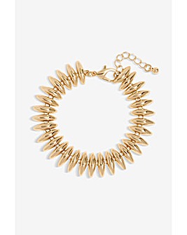 Inicio Gold Plated Polished Ridged Bracelet - Gift Pouch