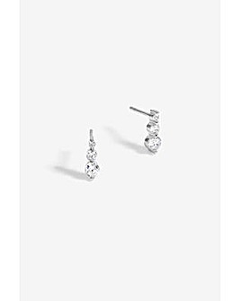 Simply Silver Sterling Silver 925 Cubic Zirconia Graduated Drop Stud Earrings