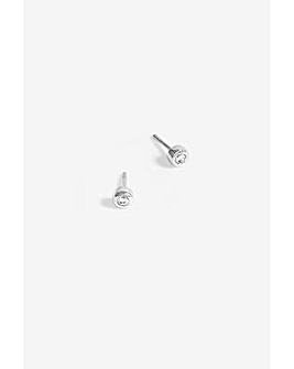 Simply Silver Sterling Silver 925 Polished And Cubic Zirconia Stud Earrings