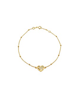 9ct Yellow Gold Rainbow Heart Bracelet