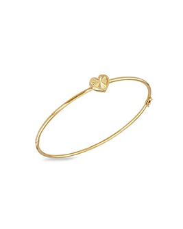 9ct Yellow Gold Rainbow Heart Bangle