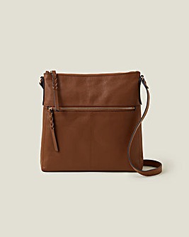 Accessorize Leather Large Messenger Bag