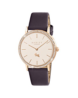 Radley Rose Gold Plated Purple Leather Strap Watch