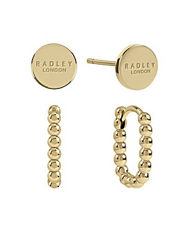 Radley 18ct Gold Plated Disk and Bobble Hoop Twin Pack Earrings