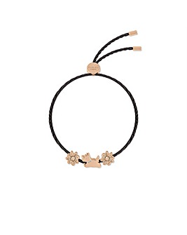 Radley 18ct Rose Gold Plated Black Cord Friendship Bracelet