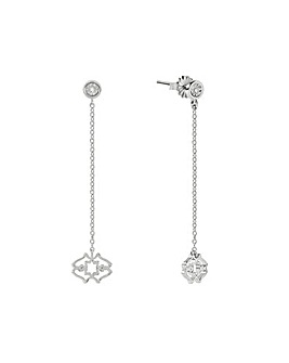 Radley Sterling Silver Heirloom With Diamond Centre Drop Earrings