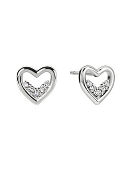 Radley Silver Plated Stone Set Open Heart Earrings