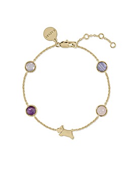 Radley 18ct Gold Plated Multi Stone Jumping Dog Charm Bracelet