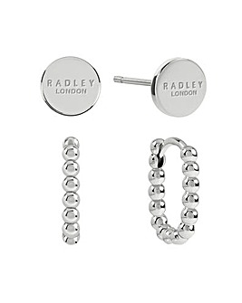 Radley Silver Plated Disk and Bobble Hoop Twin Pack Earrings