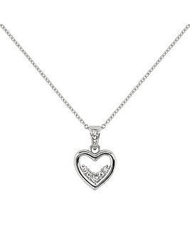 Radley Silver Stone Set Open Heart Charm Necklace