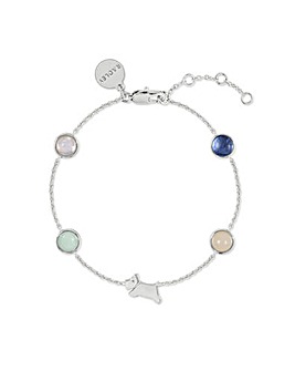 Radley Silver Plated Multi Stone Jumping Dog Charm Bracelet