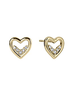 Radley 18ct Gold Plated Stone Set Open Heart Earrings