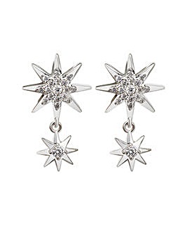 Simply Silver Sterling Silver 925 With Cuibic Zirconia Starburst Drop Earrings