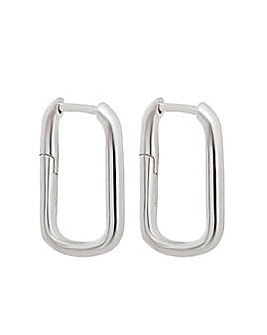 Simply Silver Sterling Silver 925 Mini Rectangle Hoop Earrings