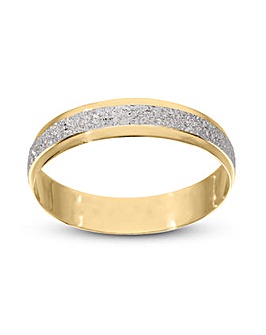 9 Carat Yellow Gold 2 tone Sparkle 4mm Wedding Ring