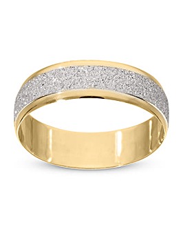 9 Carat Yellow Gold 2 tone Sparkle 6mm Wedding Ring