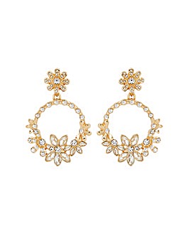 Mood Gold Crystal Forward Facing Statement Flower Earrings