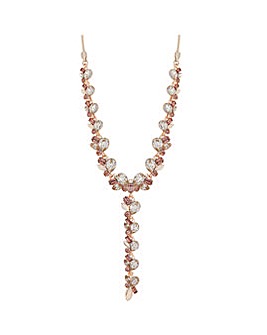 Mood Rose Gold Pink Crystal Mixed Stone Y Drop Necklace