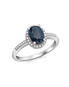 9ct Gold Diamond & Sapphire Cluster Ring