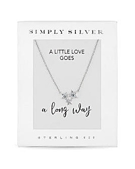 Simply Silver Sterling Silver 925 Rose Gold Tri Star Necklace - Gift Boxed