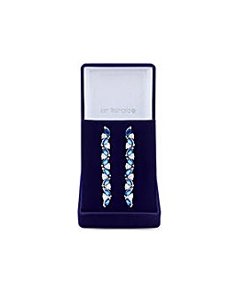 Jon Richard Rhodium Plated Crystal And Sapphire Earrings - Gift Boxed