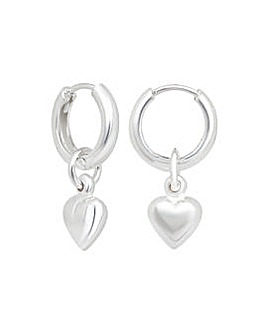 Simply Silver Sterling Silver 925 Puff Heart Mini Hoop Earrings