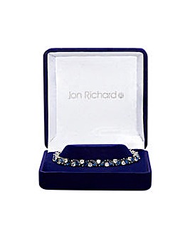 Jon Richard Rhodium Plated And Sapphire Cubic Zirconia Bracelet - Gift Boxed