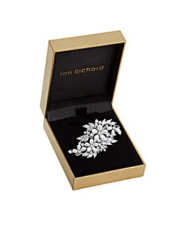 Jon Richard Rhodium And Pearl Cubic Zirconia Statement Brooch - Gift Boxed