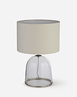 Clear Glass and Brushed Chrome Band Table Lamp