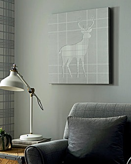 Tartan Stag Stitched Silhouette Canvas