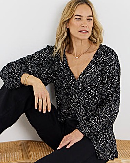 Button Front Long Sleeve Top