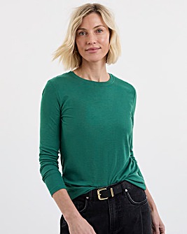 Ribbed Crew Neck Long Sleeve Top