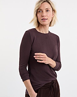 Ribbed Crew Neck Long Sleeve Top