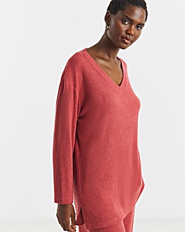 Soft Touch Ribbed V-Neck Longline Top
