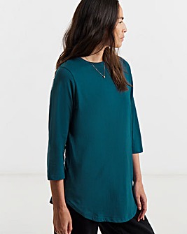 Longline Curved Hem 3/4 Sleeve Top