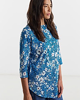 Longline Curved Hem 3/4 Sleeve Top