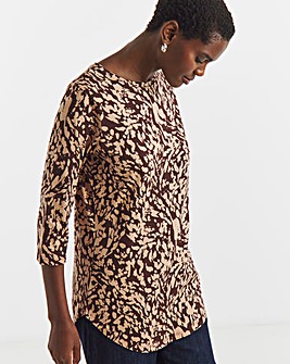 Longline Curved Hem 3/4 Sleeve Top