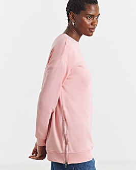 Side Zip Longline Sweatshirt