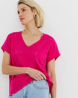 Broderie V-Neck T-Shirt